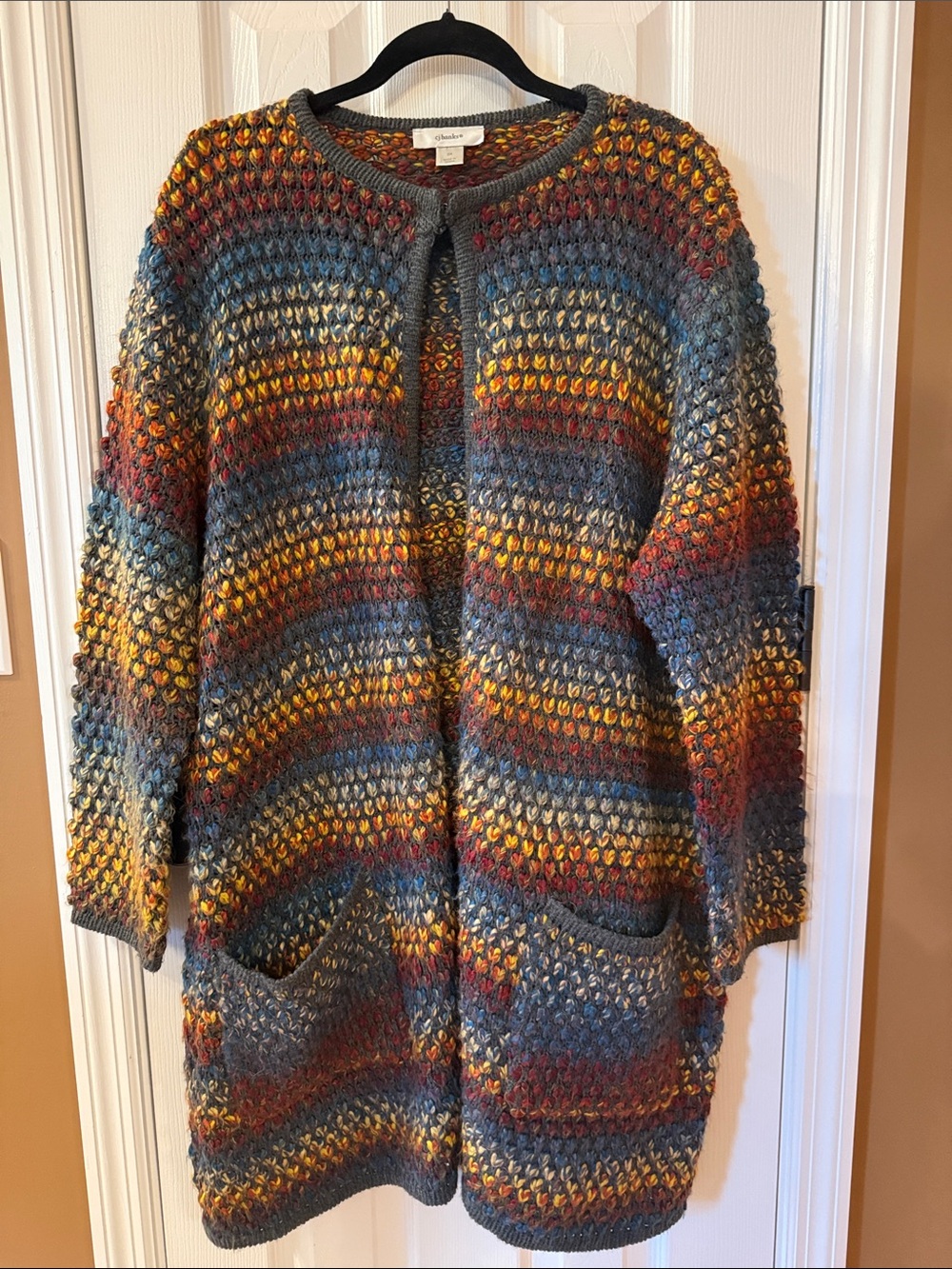 CJ Banks Cozy Multicolor Open-Front Women's Sweater Cardigan